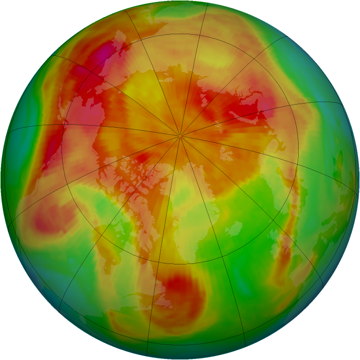 Arctic ozone map for 21 April 1985